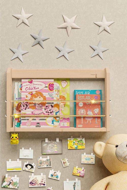 Çalışma Odası Kitaplık Duvar Rafı Montessori Kitaplık Çocuk Odası Raf Oyuncak Rafı Bebek Odası