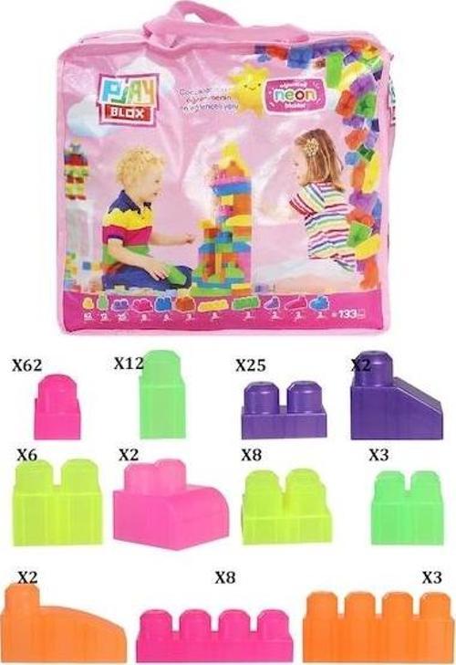 Play Blox Yapı Oyuncakları Neon Renkli Bloklar Pembe Çantalı 133 Parça 2991