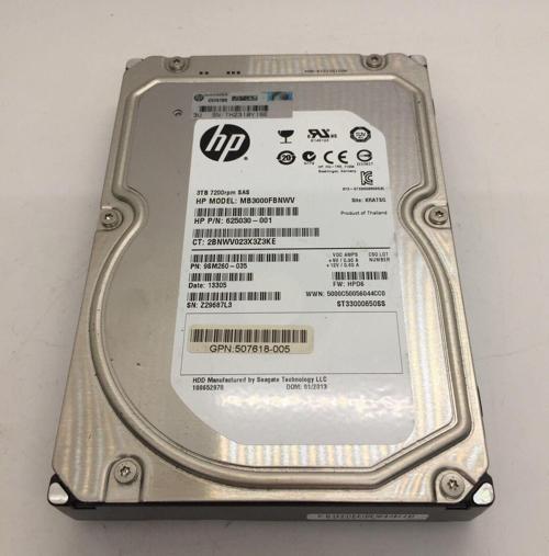 625140-001 MB3000FBNWV 3TB 7.2K 64MB SAS-2 3.5" HDD