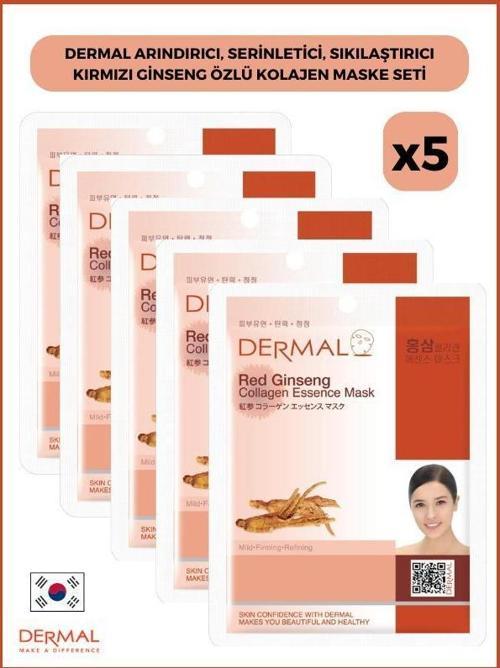 Arındırıcı, Serinletici, Sıkılaştırıcı Kırmızı Ginseng Özlü Kolajen Maske 23gr 5 Adet