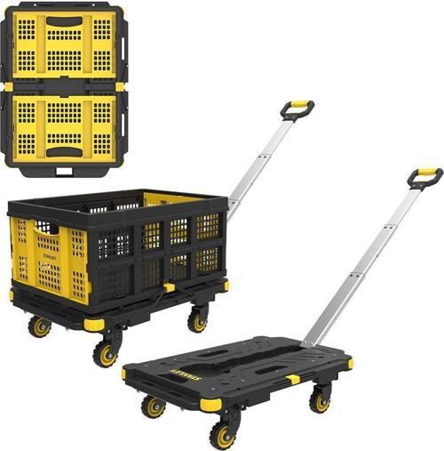 PC532B 137kg 62x45cm Dört Tekerli Çekme Kollu Yük ve Paket Taşıma Arabası + FT505 Çok Amaçlı Taşıma Sepeti