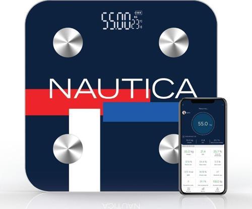 Nautica BT600 Pilli Bluetooth Vücut Analizli Yağ Kas Su Ölçer Hassas Akıllı Tartı Baskül Logo Navy