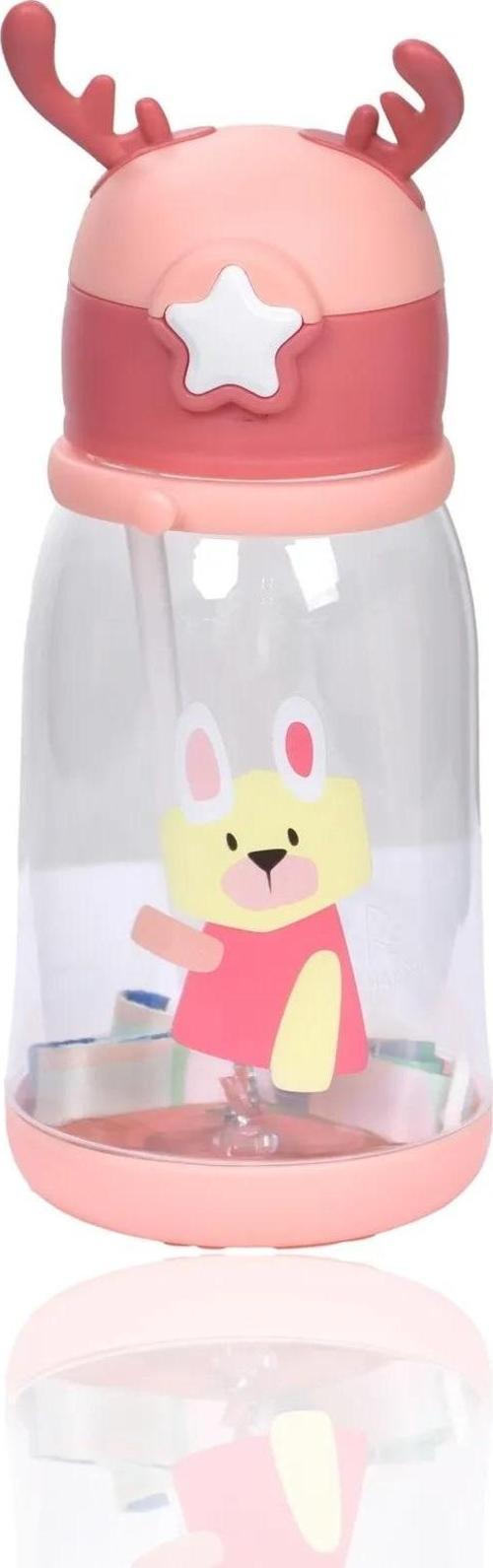 Geyik Figürlü Pembe Çocuk Su Matarası 600 Ml 75986