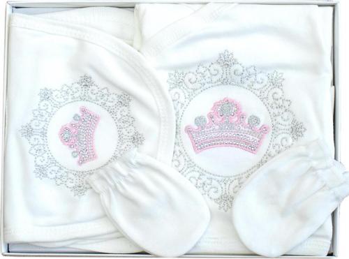Kız Bebek Prenses Taşlı Süslü 5 Li Hastane Çıkışı Yenidoğan Set