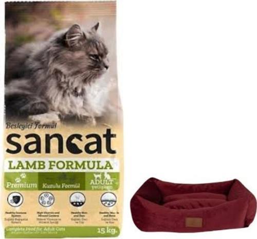 Premium Kuzulu Yetişkin Kedi Maması 15 Kg,Mini Small Bordo Yatak