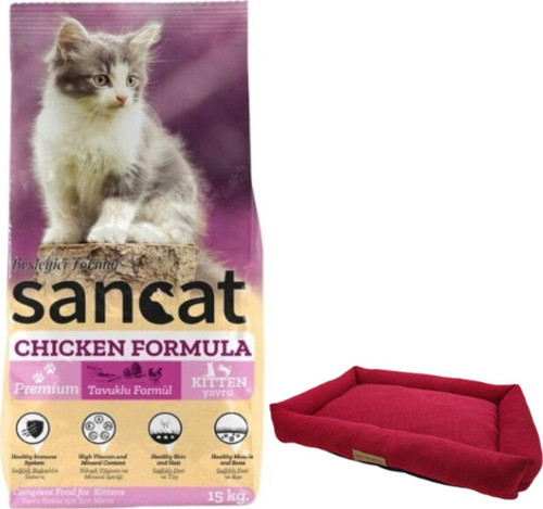 Premium Tavuklu Yavru Kedi Maması 15 Kg,Mini Small Bordo Yatak