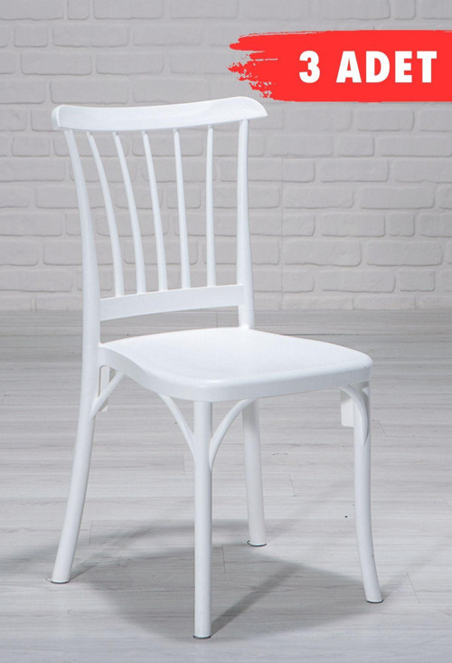 3 Adet / Mutfak&Salon&Bahçe Violet Beyaz Sandalye