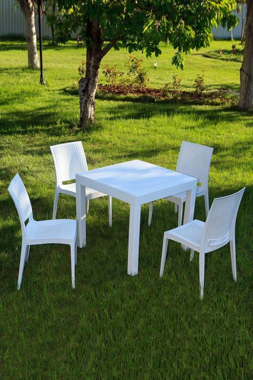 Beyaz Rattan Masa Takımı