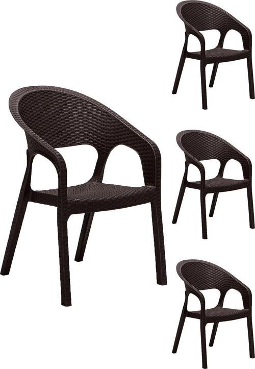 4 Adet Garden Kahve Sandalye / Balkon - Bahçe - Teras