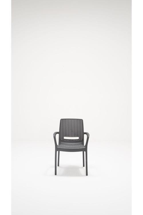 4 Adet Rattan Lüx Antrasit Sandalye / Balkon