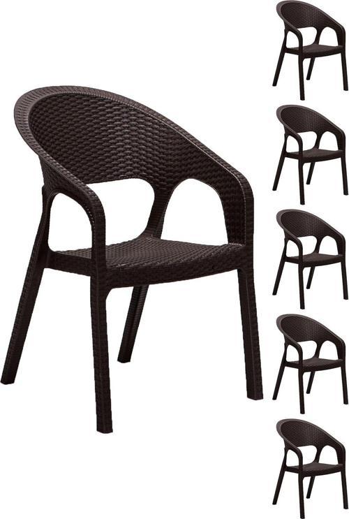 6 Adet Garden Kahve Sandalye / Balkon - Bahçe - Teras