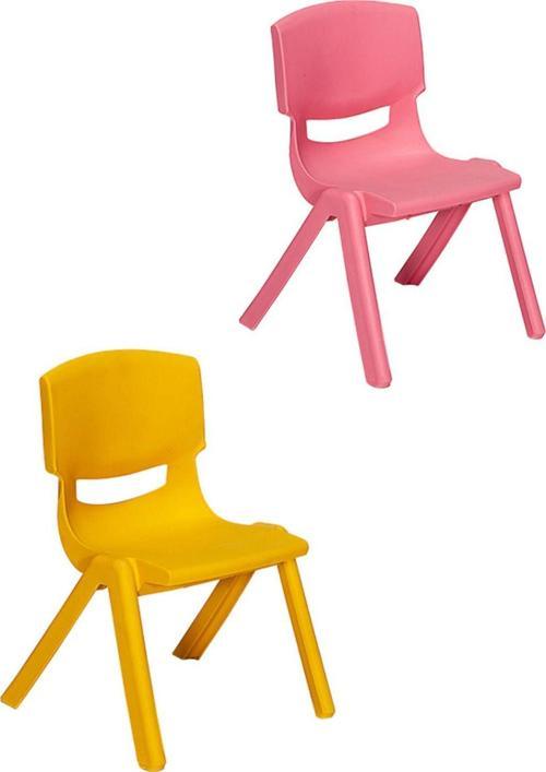 Junior 2 Adet Ergonomik Konforlu Anaokulu Kreş Çocuk Sandalyesi - Pembe/Sarı