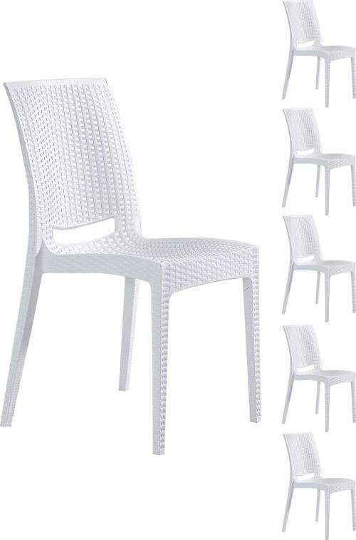 6 Adet Rattan Beyaz Sandalye - Bahçe&Balkon&Teras Sandalye