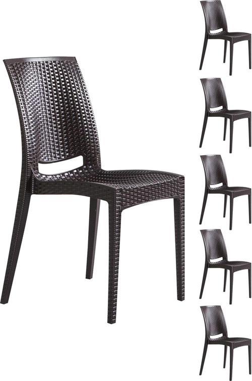 6 Adet Rattan Kahve Sandalye / Balkon - Bahçe - Teras