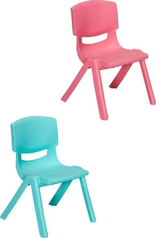 Junior 2 Adet Ergonomik Konforlu Anaokulu Kreş Çocuk Sandalyesi - Turkuaz/Pembe