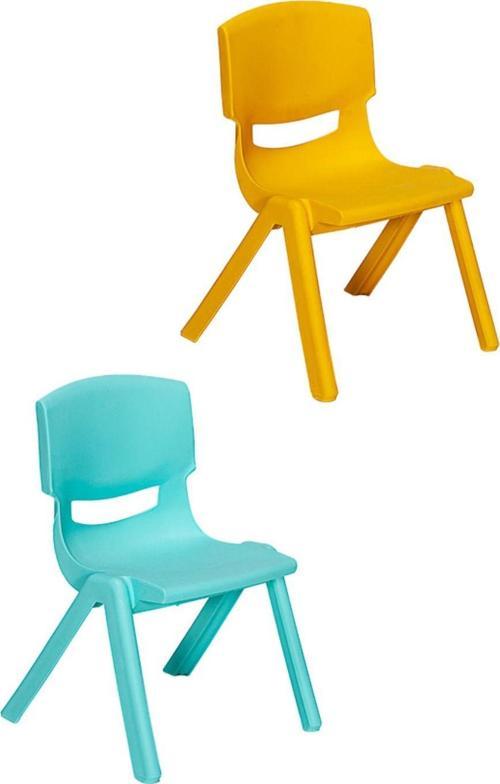 Junior 2 Adet Ergonomik Konforlu Anaokulu Kreş Çocuk Sandalyesi - Turkuaz/Sarı