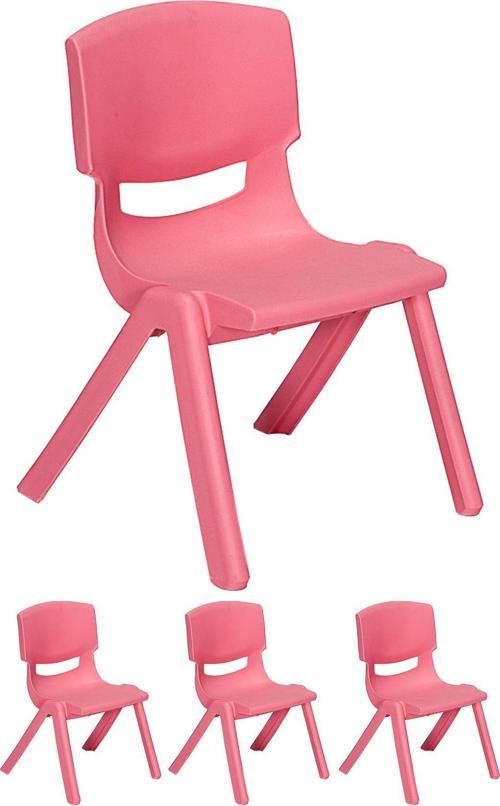 Junior 4 Adet Ergonomik Konforlu Anaokulu Kreş Çocuk Sandalyesi - Pembe