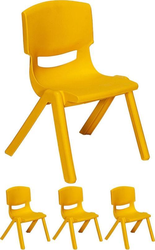 Junior 4 Adet Ergonomik Konforlu Anaokulu Kreş Çocuk Sandalyesi - Sarı