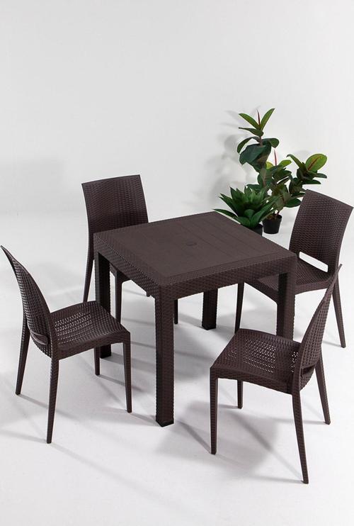 Kahverengi Rattan Masa Takımı