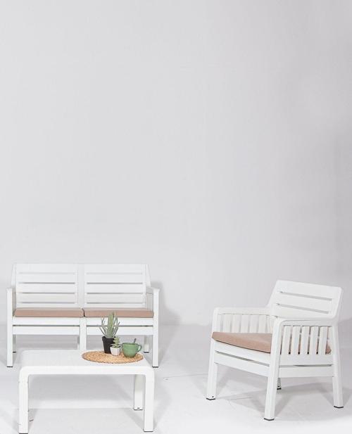 Lara / 2 1 S Bahçe Takımı Balkon - Bahçe - Teras Mobilyası / Beyaz