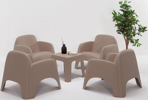 Şile Pratik Bahçe, Balkon Oturma Grubu ( 1+1+1+1+S ) Bahçe Mobilyası / Cappucino