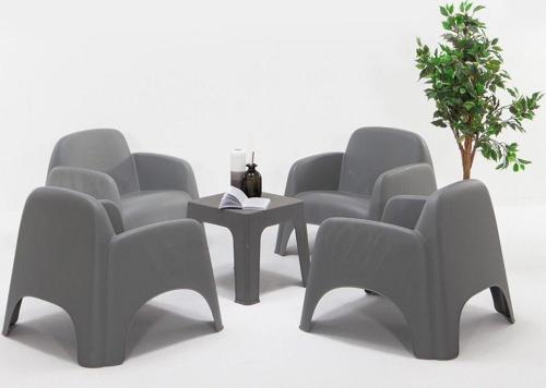 Şile Pratik Bahçe, Balkon Oturma Grubu ( 1+1+1+1+S ) Bahçe Mobilyası / Gri