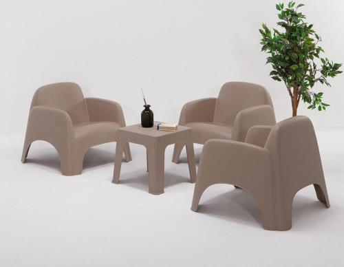 Şile Pratik Bahçe, Balkon Oturma Grubu ( 1+1+1+S ) Bahçe Mobilyası / Cappucino