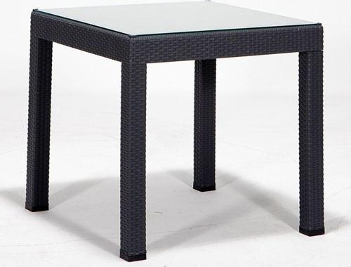 Rattan 80X80 Camlı Antrasit Masa - Bahçe&Balkon&Teras