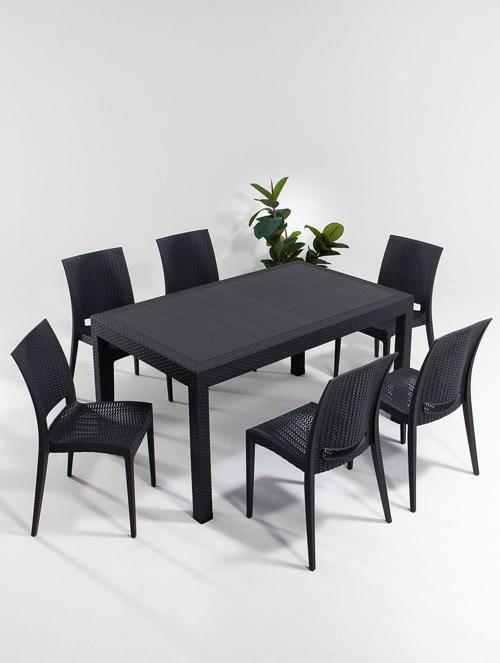 Rattan 90X150 Bahçe&Balkon&Teras Masa Seti - Antrasit