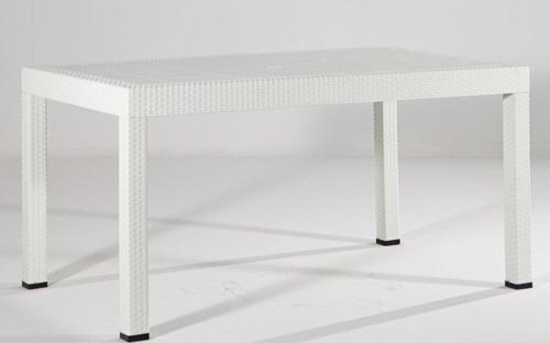 Rattan 90X150 Camsız Beyaz Masa - Bahçe&Balkon&Teras