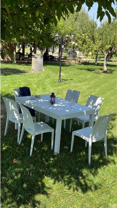Rattan Dikdörtgen Beyaz Masa Takımı Bahçe&Balkon