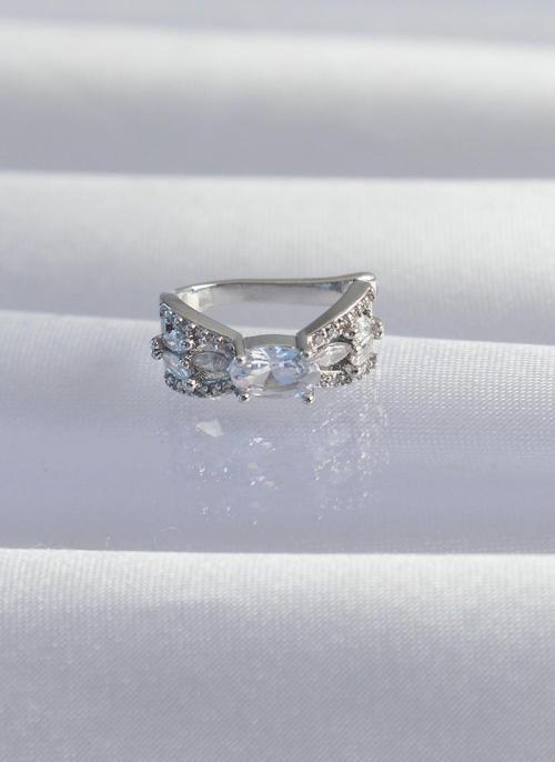 Pirinç Gümüş Renk Zirkon Taş Kaplama Earcuff Küpe - EBJ240820W26736