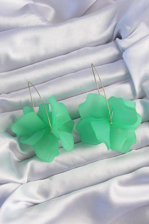 Pirinç Yeşil Renkli Flora Küpe - EBJ240820W26625