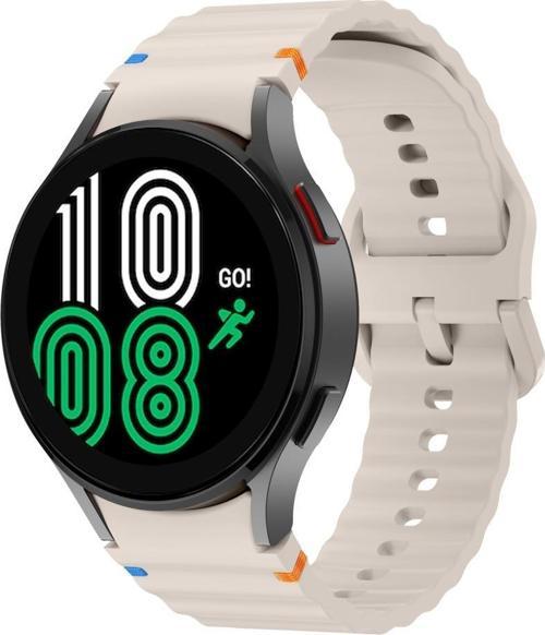 Samsung Galaxy Watch 4 40-42-44-46mm İle Uyumlu Metal Tokalı Dalgalı Spor Silikon Kordon