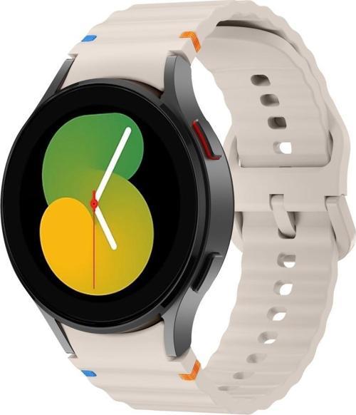 Samsung Galaxy Watch 5 40mm-44mm İle Uyumlu Metal Tokalı Dalgalı Spor Silikon Kordon