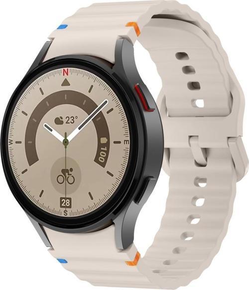 Samsung Galaxy Watch 5 Pro 45mm İle Uyumlu Metal Tokalı Dalgalı Spor Silikon Kordon