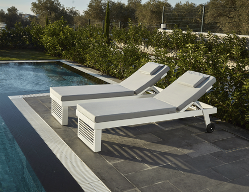 Alezia Alüminyum Şezlong - Beyaz - Gri Minder