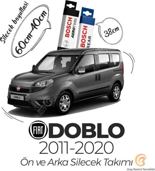 Fiat Doblo Ön Arka Silecek Seti (2011 - 2021) Bosch Aerotwin 