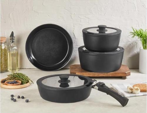 Amercook Seramik 8 Parça Black Tencere Seti