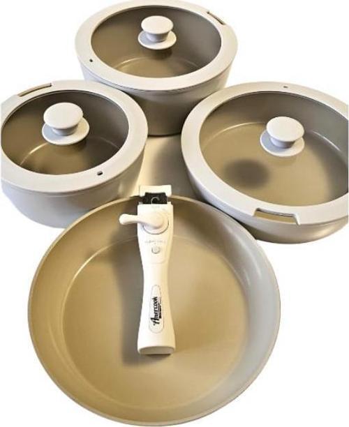 Amercook Seramik 8 Parça Cream Tencere Seti