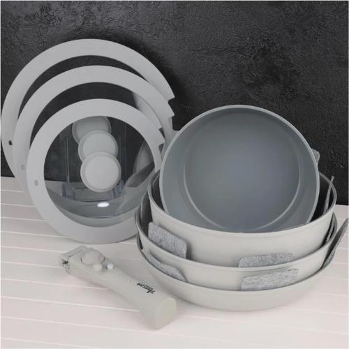 Amercook Seramik 8 Parça Grey  Tencere Seti
