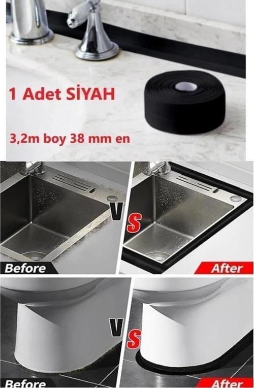 Siyah Su Sızdırmaz Geçirmez tamir Bant Klozet Lavabo Ocak Kenarı Bandı Su Sızdırmaz Bant