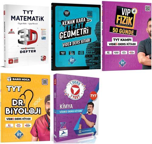 Tyt Matematik 3D Eyüp B. + Geometri Kenan Kara + Vip Fizik + Dr Biyoloji + Meschemykimya Video Ders Kitabı Seti 5 Kitap