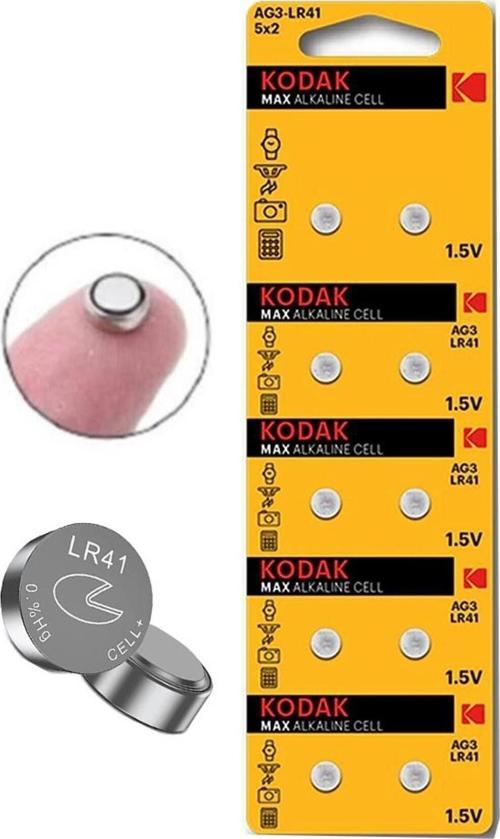 Saat Pili Ag3 Lr41 192 V3GA 1.5v Kodak Alkalin Düğme Oyuncak Saat Pili 10 Adet 1 Paket