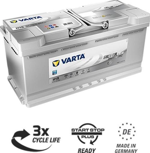 Akü 12v 105 Ah Amper 950a Start-stop Agm H15 2022 Üretim - Eski Akü İadesiz