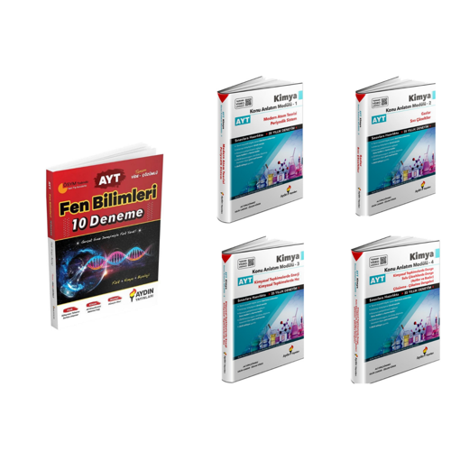 Aydın Yayınları  Ayt Fen Bilimleri 10  Deneme & Ayt Kimya (1,2,3,4) Modülleri