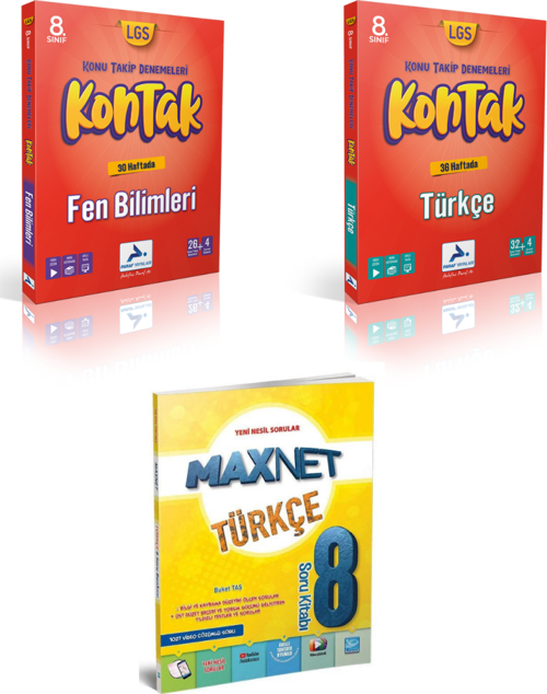 Paraf Yayınları 8.sınıf Kontak Türkçe Fen Bil. Deneme &  8.sınıf Türkçe Soru Kitabı
