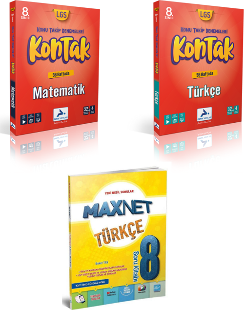 Paraf Yayınları 8.sınıf Kontak Türkçe Matematik Deneme &  8.sınıf Türkçe Soru Kitabı