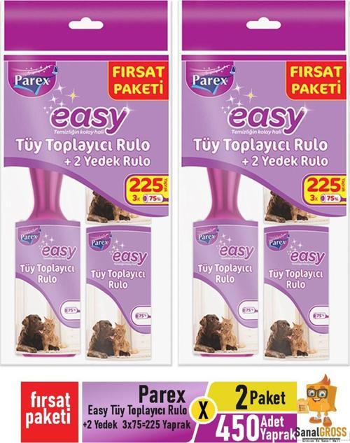 Easy Tüy Toplayıcı Fırsat Paketi 3x75'li=225 Yaprak x 2 Paket = 450 Yaprak
