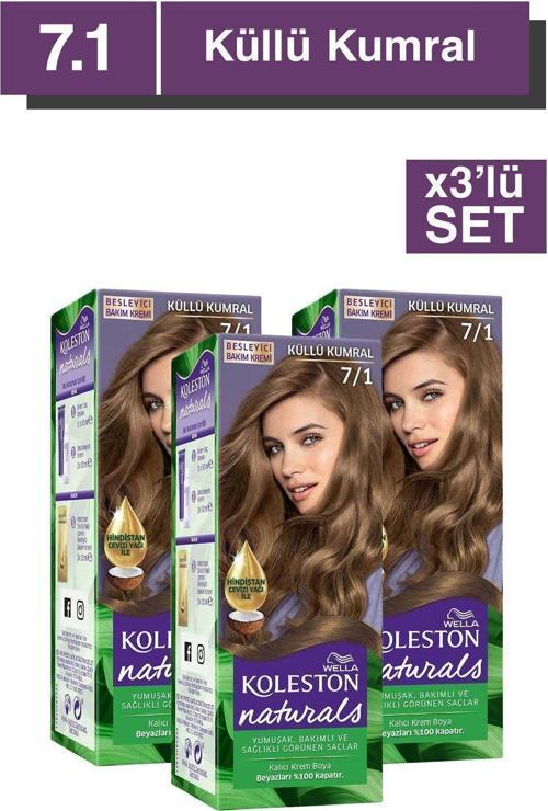 Naturals Saç Boyası 7/1 Küllü Kumral x3'lü Set